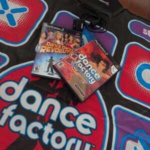 PS2 Lot Dance Factory Game & Mat Bundle + Dance Revolution Disney Channel